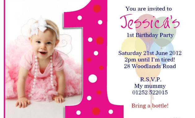 1St Birthday Invitation Card Template Free Download regarding First Birthday Invitation Card Template
