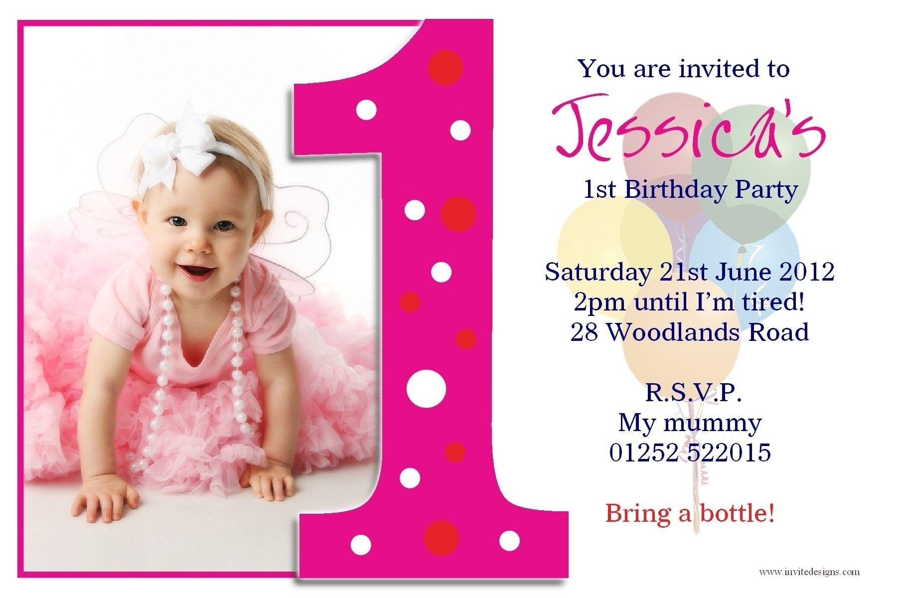 1St Birthday Invitation Card Template Free Download Regarding First Birthday Invitation Card Template