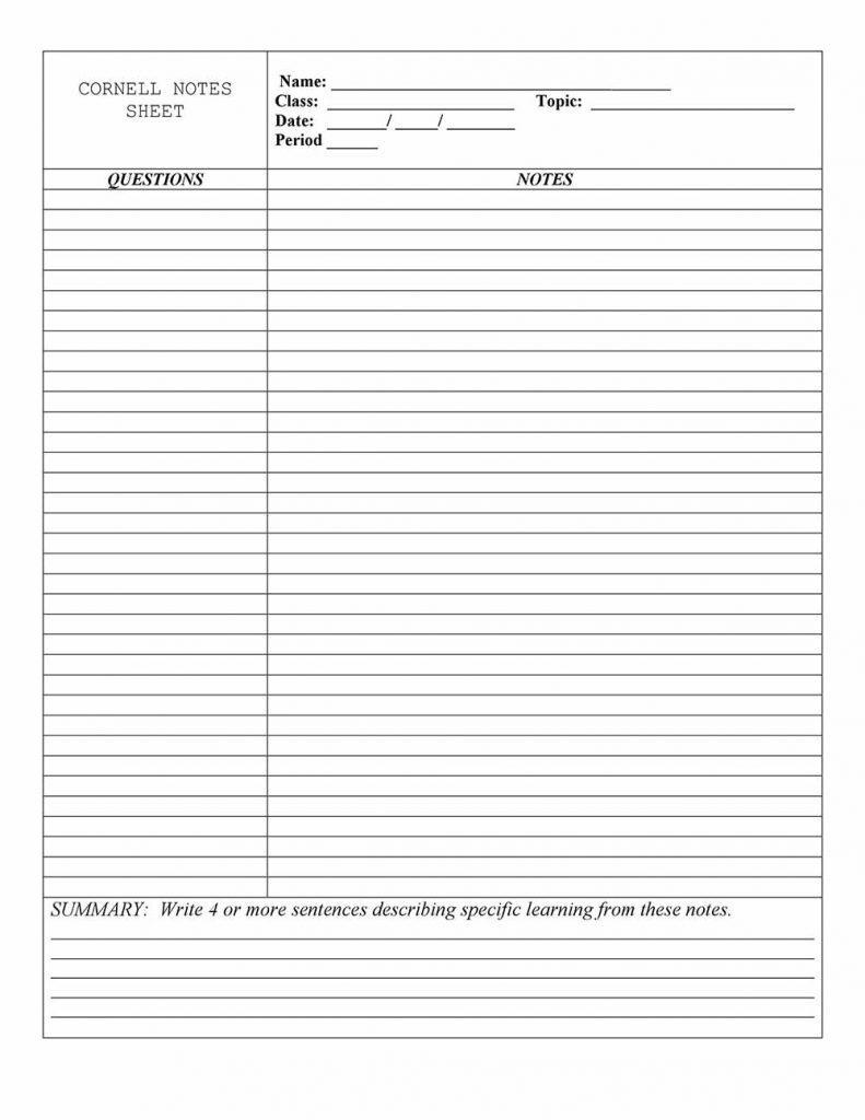 20+ Cornell Notes Template 2020 – Google Docs & Word Pertaining To Cornell Note Template Word