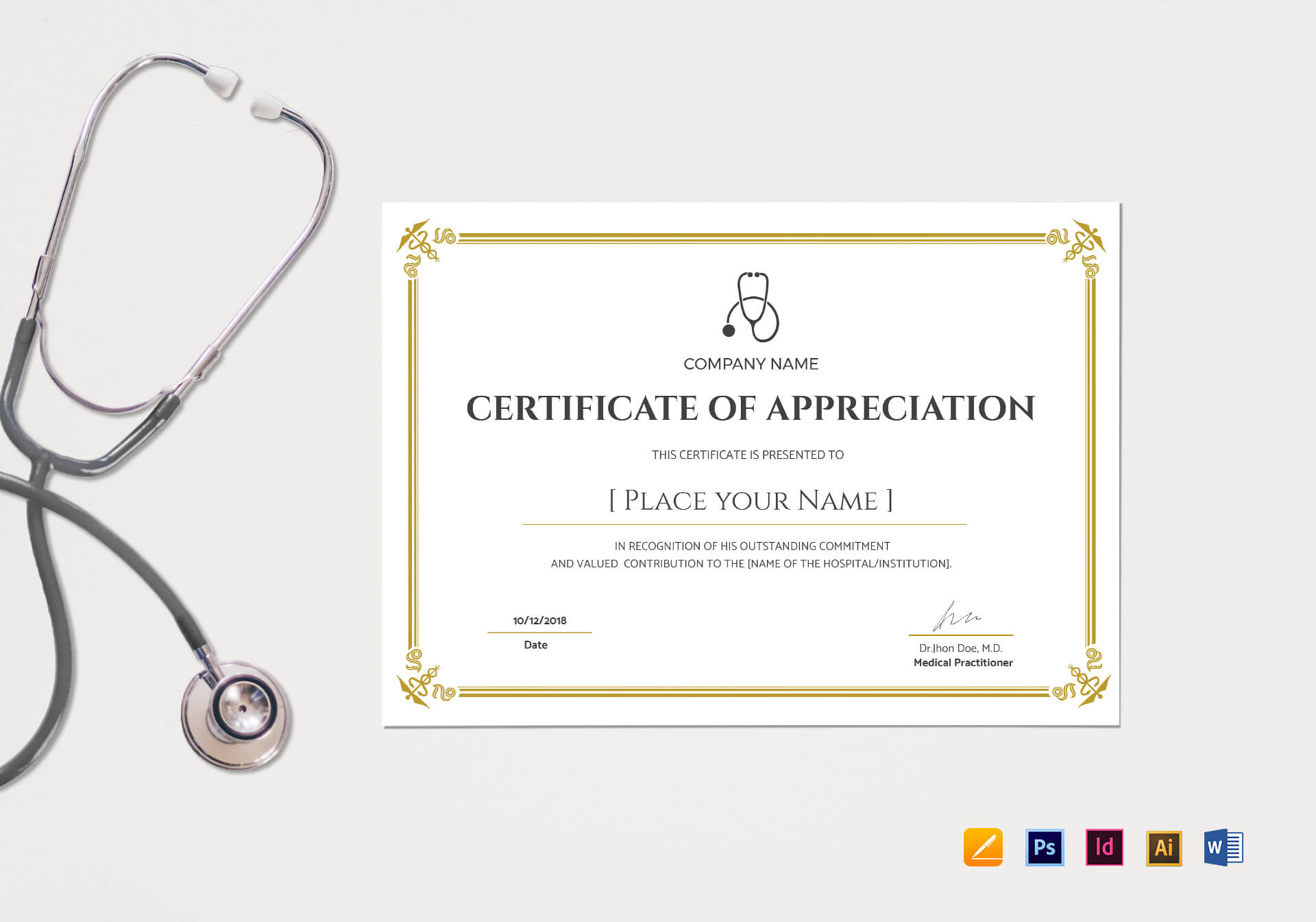 20+ Doctor Certificates Template | Sowtemplate With Regard To Mock Certificate Template