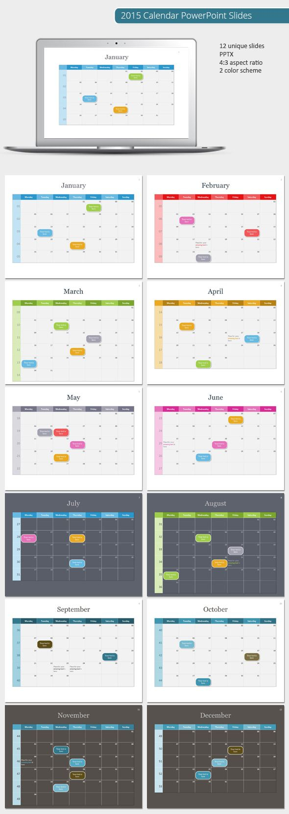 2015 Calendar Powerpoint Template (Powerpoint Templates Throughout Powerpoint Calendar Template 2015