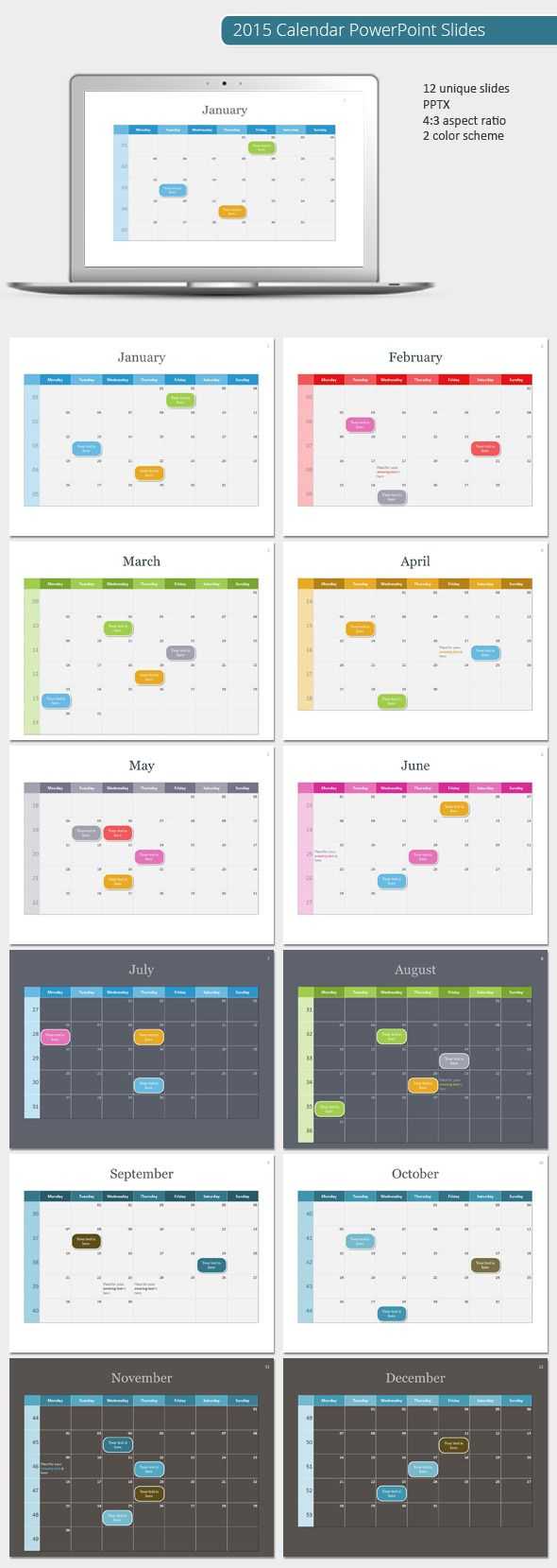 2015 Calendar Powerpoint Template (Powerpoint Templates Throughout Powerpoint Calendar Template 2015