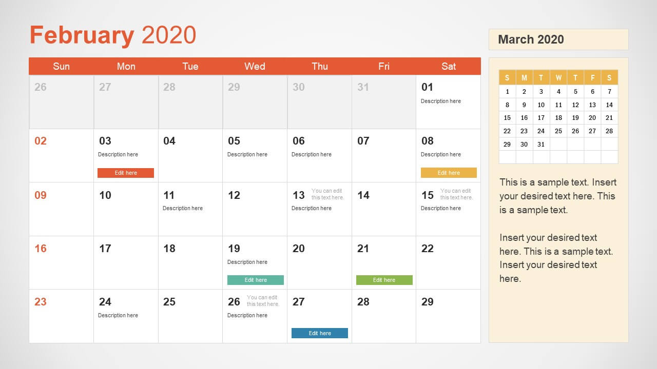 2020 Calendar Powerpoint Template Throughout Microsoft Powerpoint Calendar Template