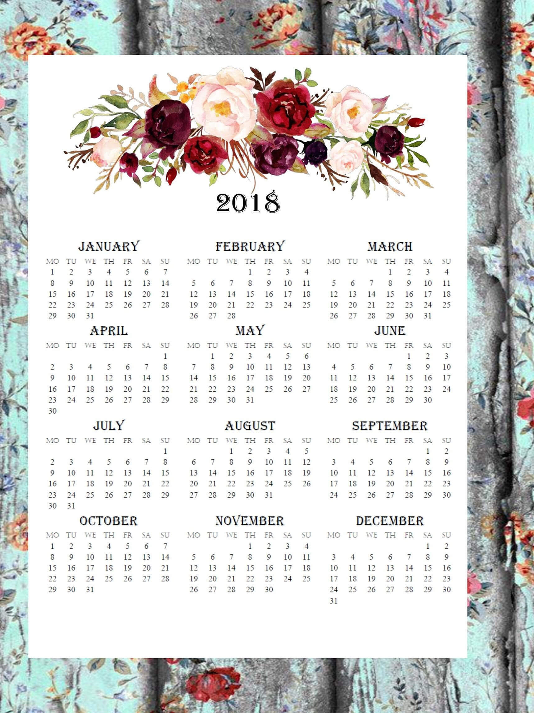 2020 Large Wall Calendar Printable Wandkalender Monthly Pertaining To Month At A Glance Blank Calendar Template
