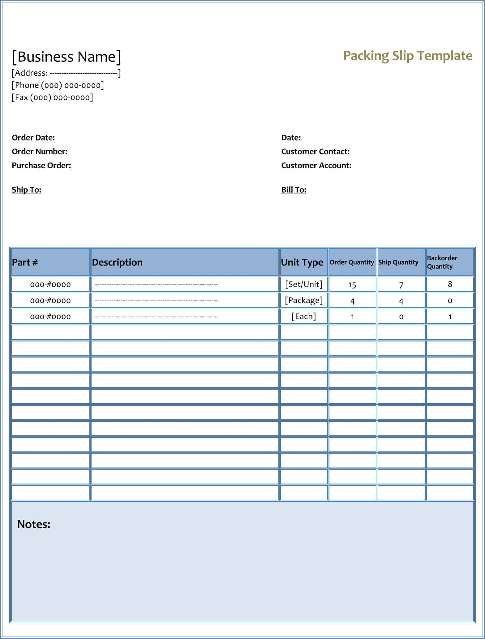 25+ Free Shipping & Packing Slip Templates (For Word & Excel) For Blank Packing List Template