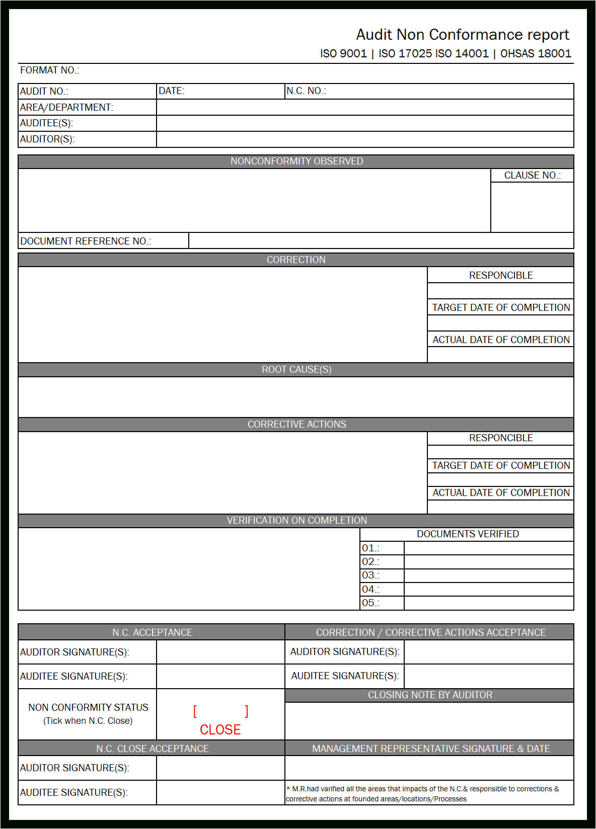 25 Images Of Qc Non Conformance Report Template | Gieday Regarding Non Conformance Report Form Template