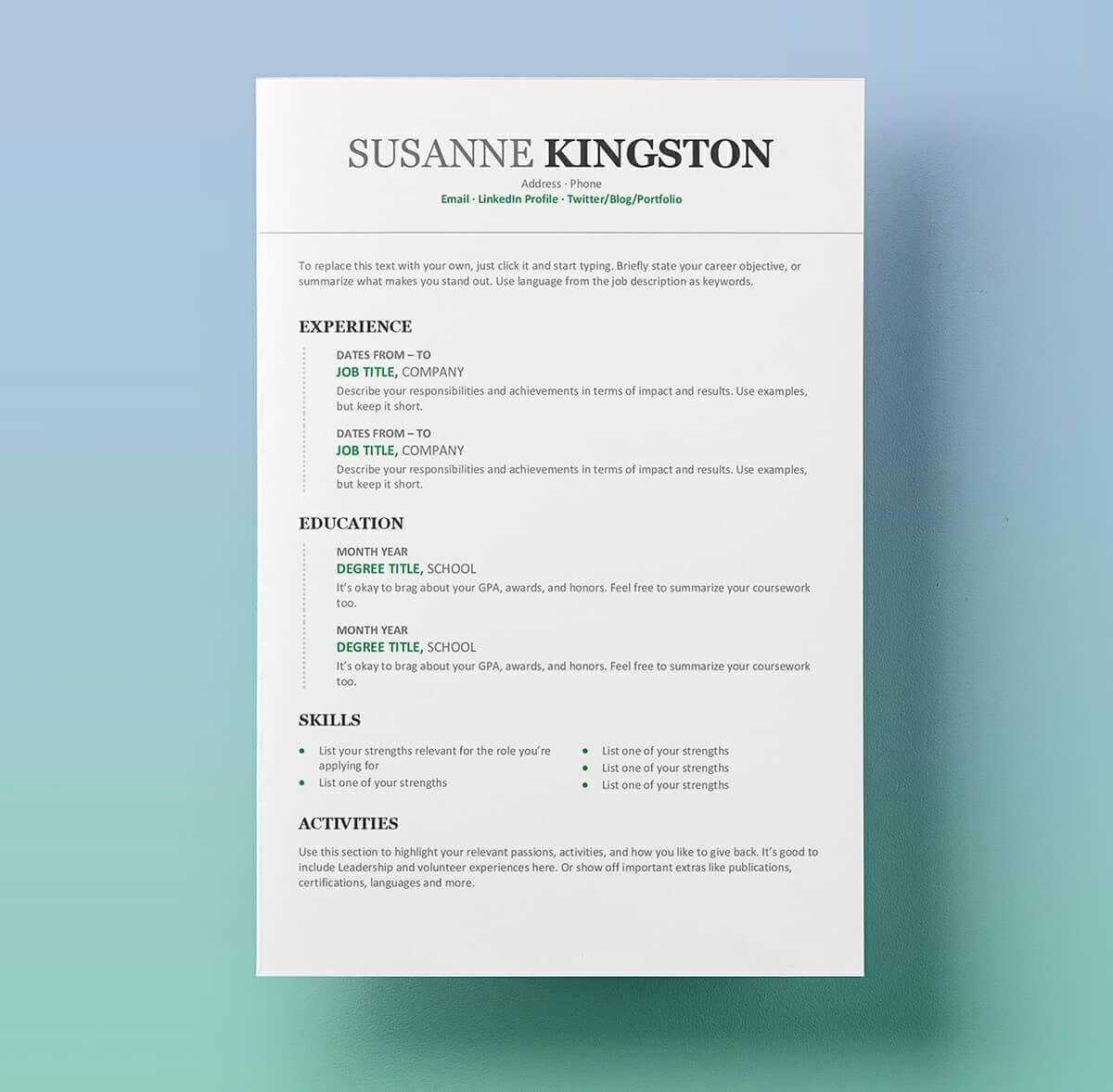 25 Resume Templates For Microsoft Word [Free Download] Inside How To Get A Resume Template On Word