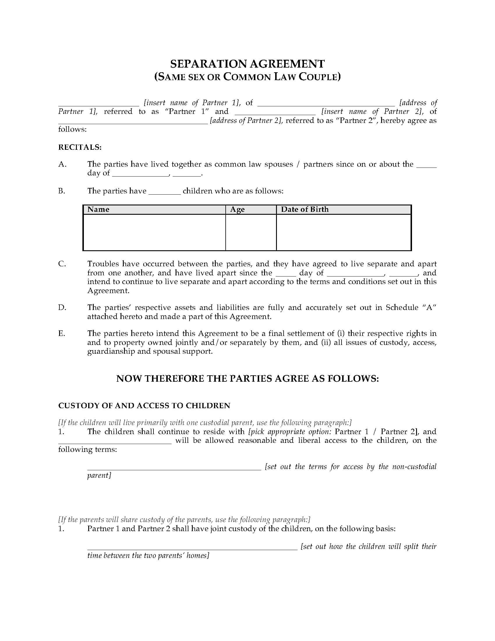 28+ [ Common Law Separation Agreement Template Bc ] | Best For Blank Legal Document Template