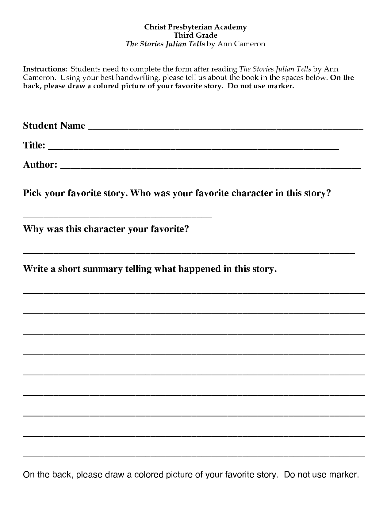 28+ [ Third Grade Book Report Forms ] | Printable Third Pertaining To Book Report Template 2Nd Grade