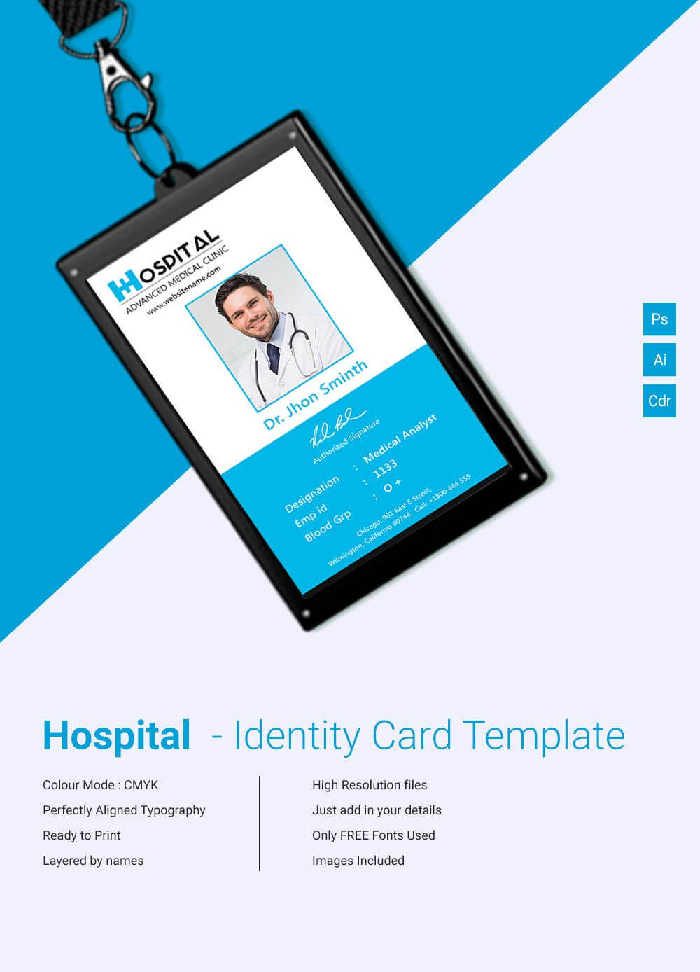 29+ Id Card Templates – Psd | Id Card Template, Employee Id Regarding Hospital Id Card Template