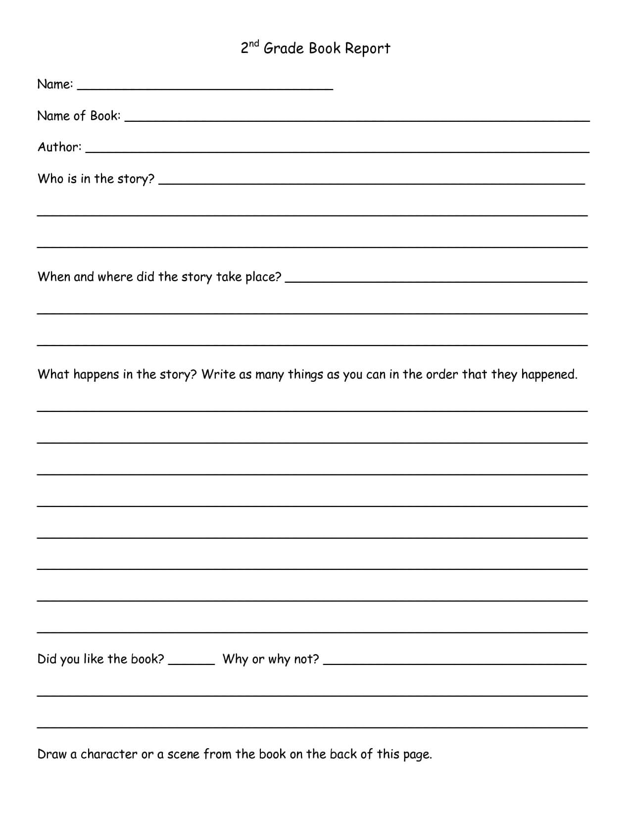 2Nd Grade Book Report Pdf | Book Report Templates, Grade For Second Grade Book Report Template