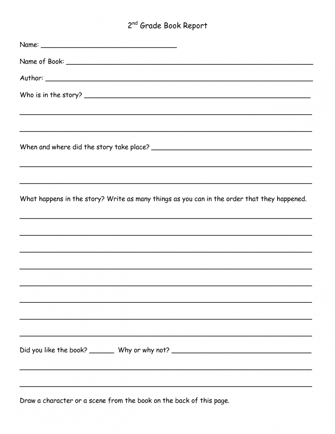 2Nd Grade Book Report Template Pdf Examples Friendly Letter For Book Report Template 6Th Grade