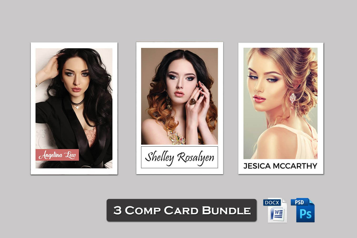 3 Model Comp Card Template Bundle | Modeling Comp Card Model Within Zed Card Template Free