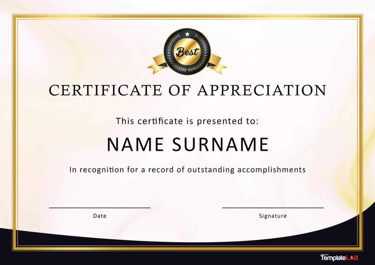 30 Free Certificate Of Appreciation Templates And Letters For Best Performance Certificate Template