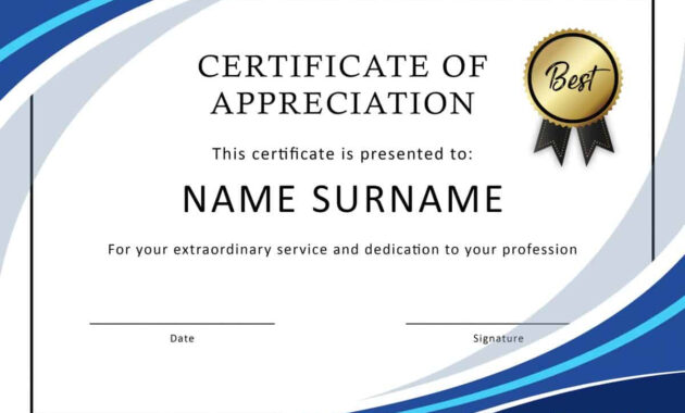 30 Free Certificate Of Appreciation Templates And Letters in Free Certificate Of Appreciation Template Downloads