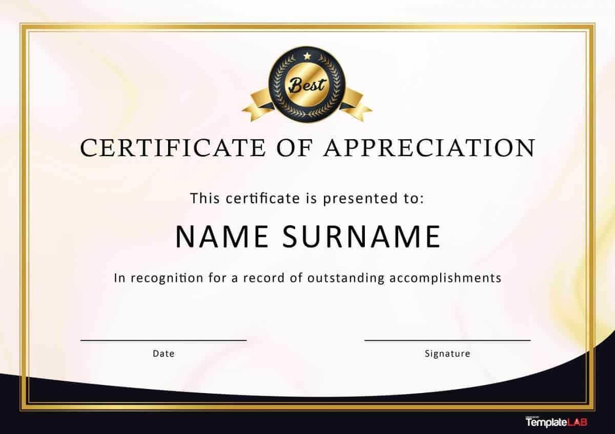 30 Free Certificate Of Appreciation Templates And Letters In Good Job Certificate Template