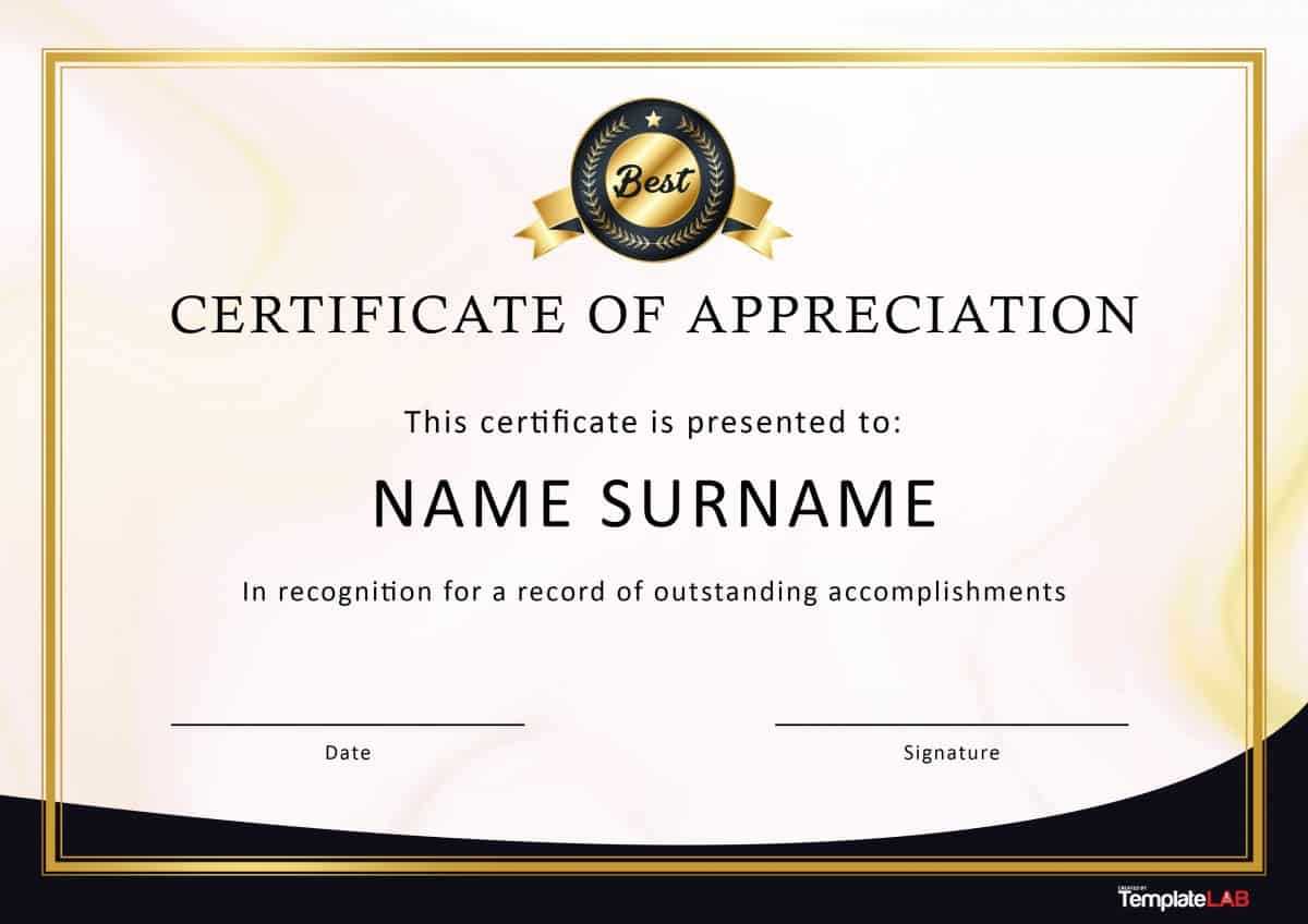 30 Free Certificate Of Appreciation Templates And Letters In Template For Certificate Of Award