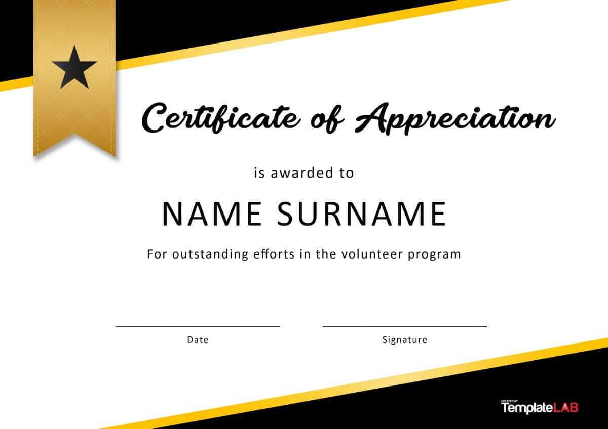 30 Free Certificate Of Appreciation Templates And Letters In Volunteer Certificate Template