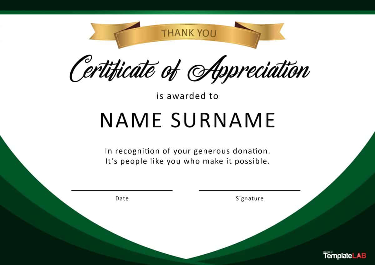 30 Free Certificate Of Appreciation Templates And Letters Pertaining To Printable Certificate Of Recognition Templates Free