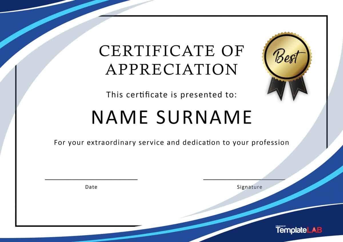 30 Free Certificate Of Appreciation Templates And Letters Pertaining To Recognition Of Service Certificate Template