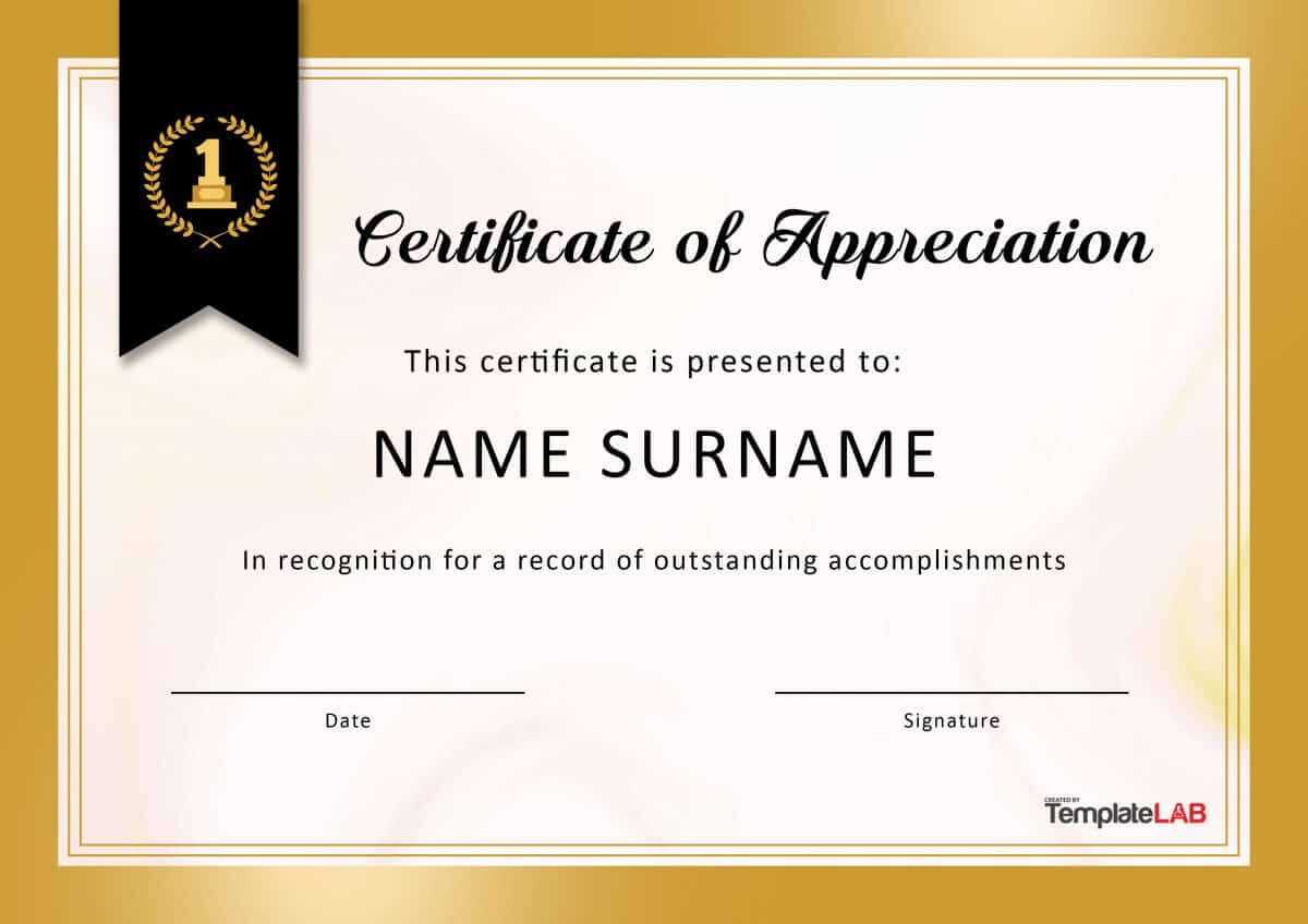 30 Free Certificate Of Appreciation Templates And Letters Regarding Certificate Of Appreciation Template Doc