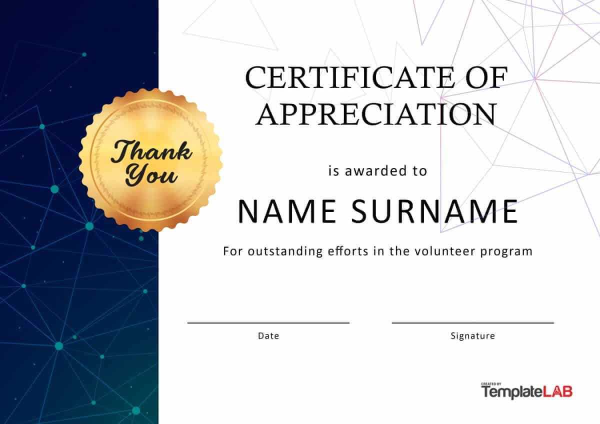 30 Free Certificate Of Appreciation Templates And Letters Throughout Gratitude Certificate Template