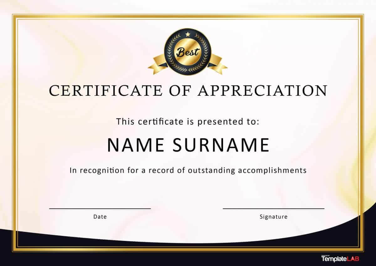 30 Free Certificate Of Appreciation Templates And Letters Throughout Professional Certificate Templates For Word