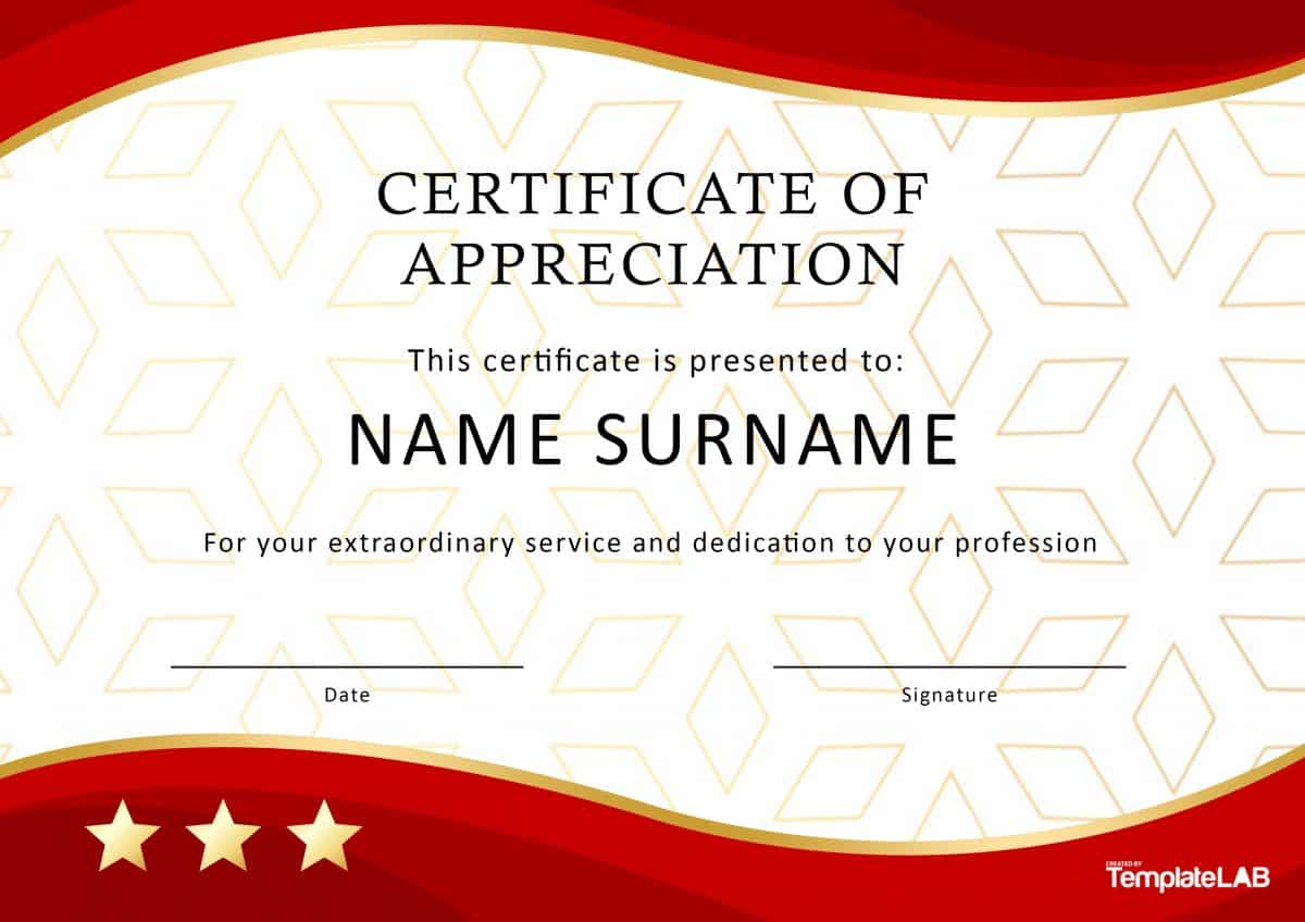 30 Free Certificate Of Appreciation Templates And Letters With Regard To Recognition Of Service Certificate Template