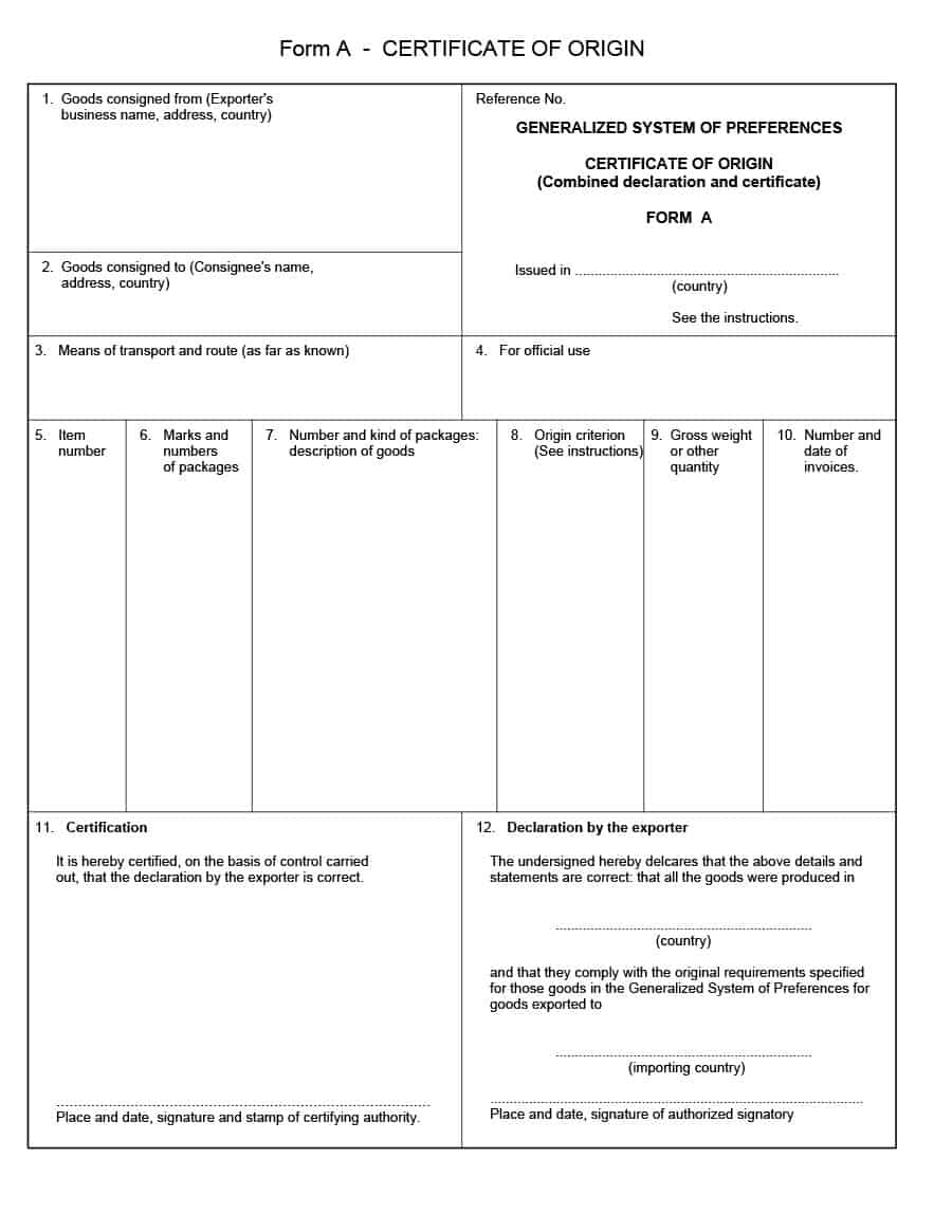 30 Printable Certificate Of Origin Templates (100% Free) ᐅ Pertaining To Nafta Certificate Template