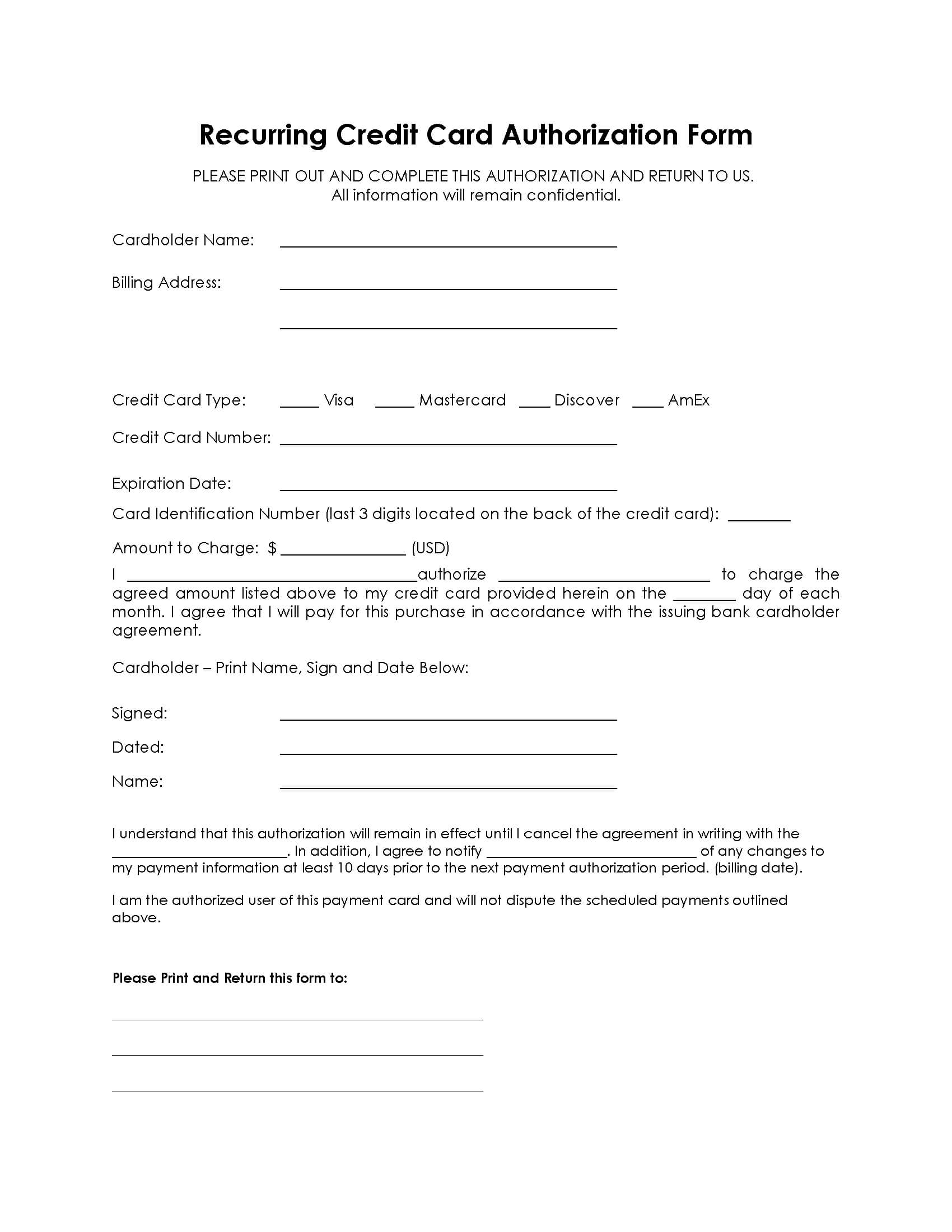 37+ Credit Card Authorization Form Template Download!! Intended For Credit Card Billing Authorization Form Template