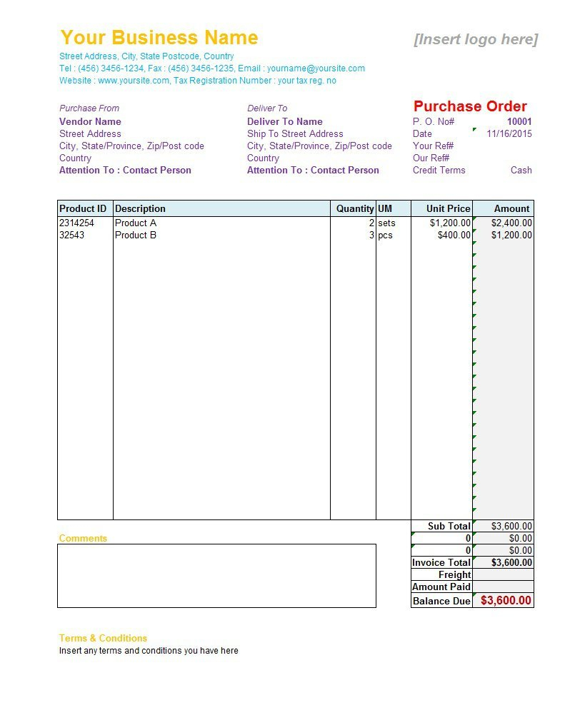 37 Free Purchase Order Templates In Word & Excel Within Where Are Templates In Word