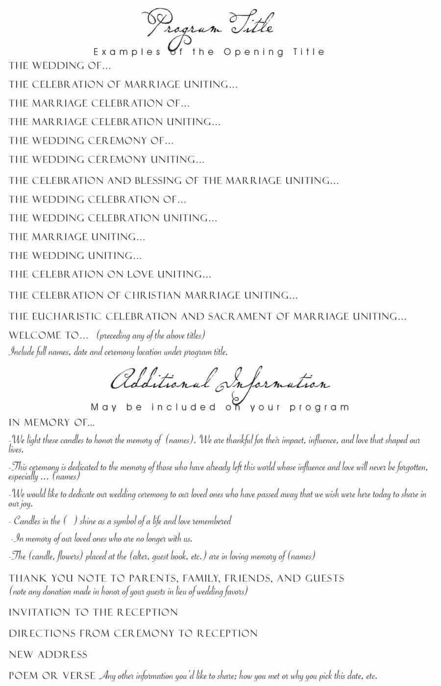37 Printable Wedding Program Examples & Templates ᐅ With Regard To Free Printable Wedding Program Templates Word