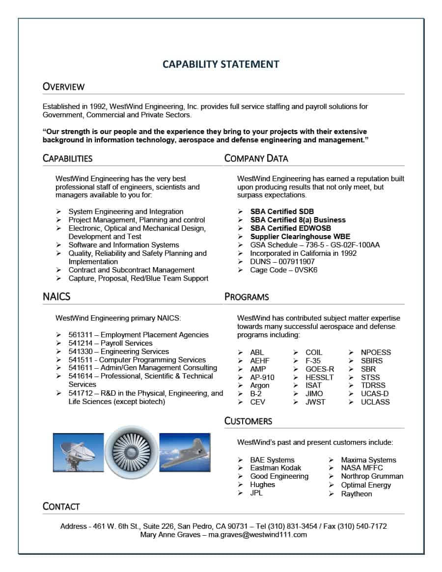 39 Effective Capability Statement Templates (+ Examples) ᐅ In Capability Statement Template Word