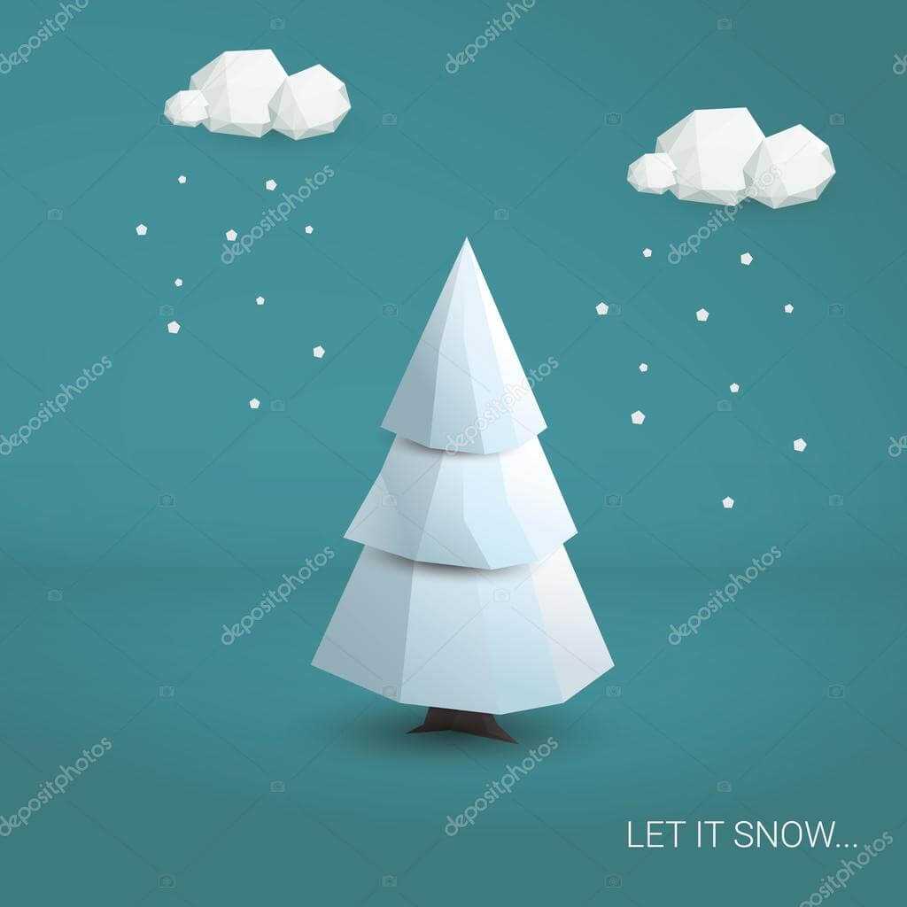 3D Low Poly Christmas Tree Card Template. Traditional Pertaining To 3D Christmas Tree Card Template