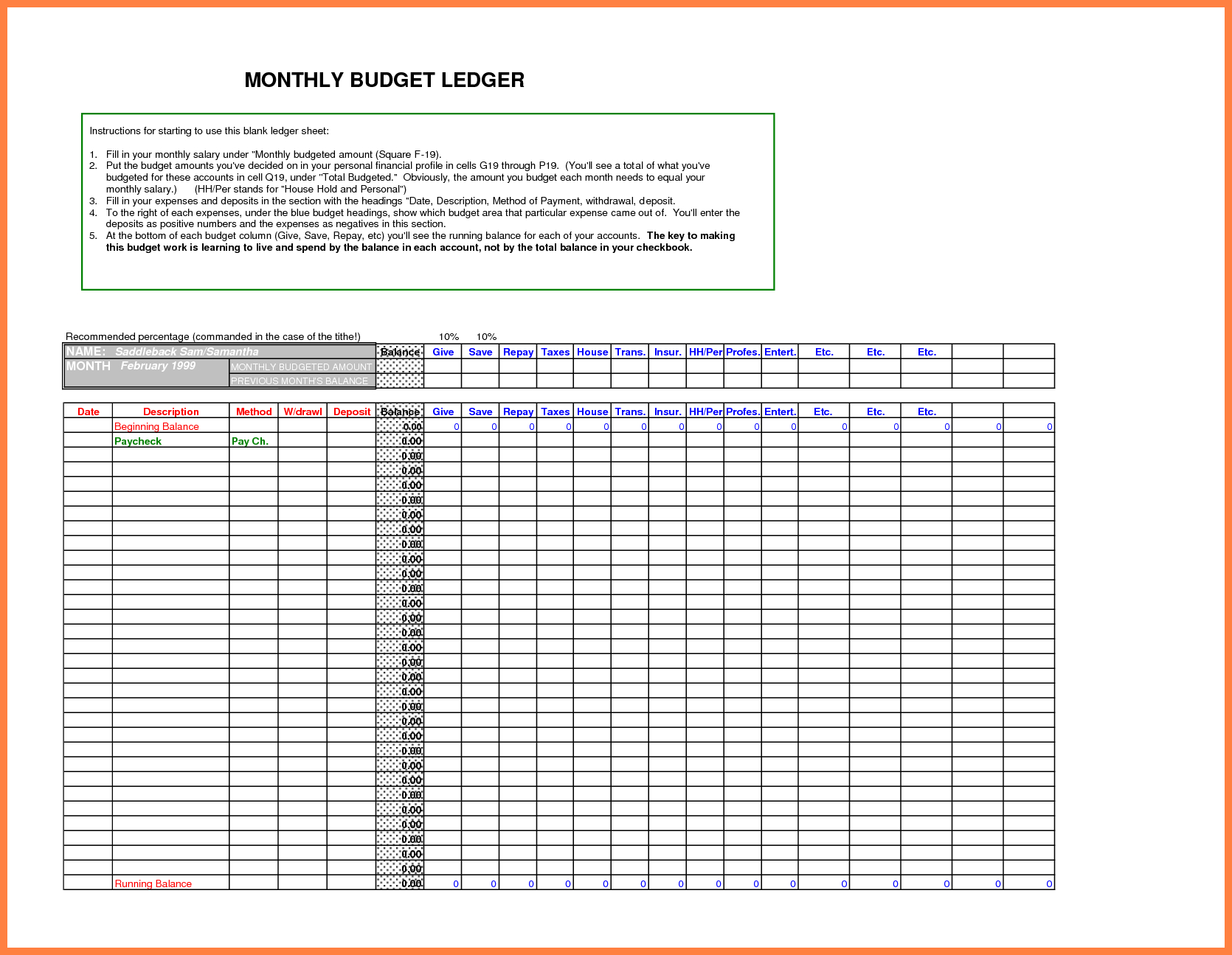 4 Column Ledger Template Excel – Zimer.bwong.co With Regard To Blank Ledger Template