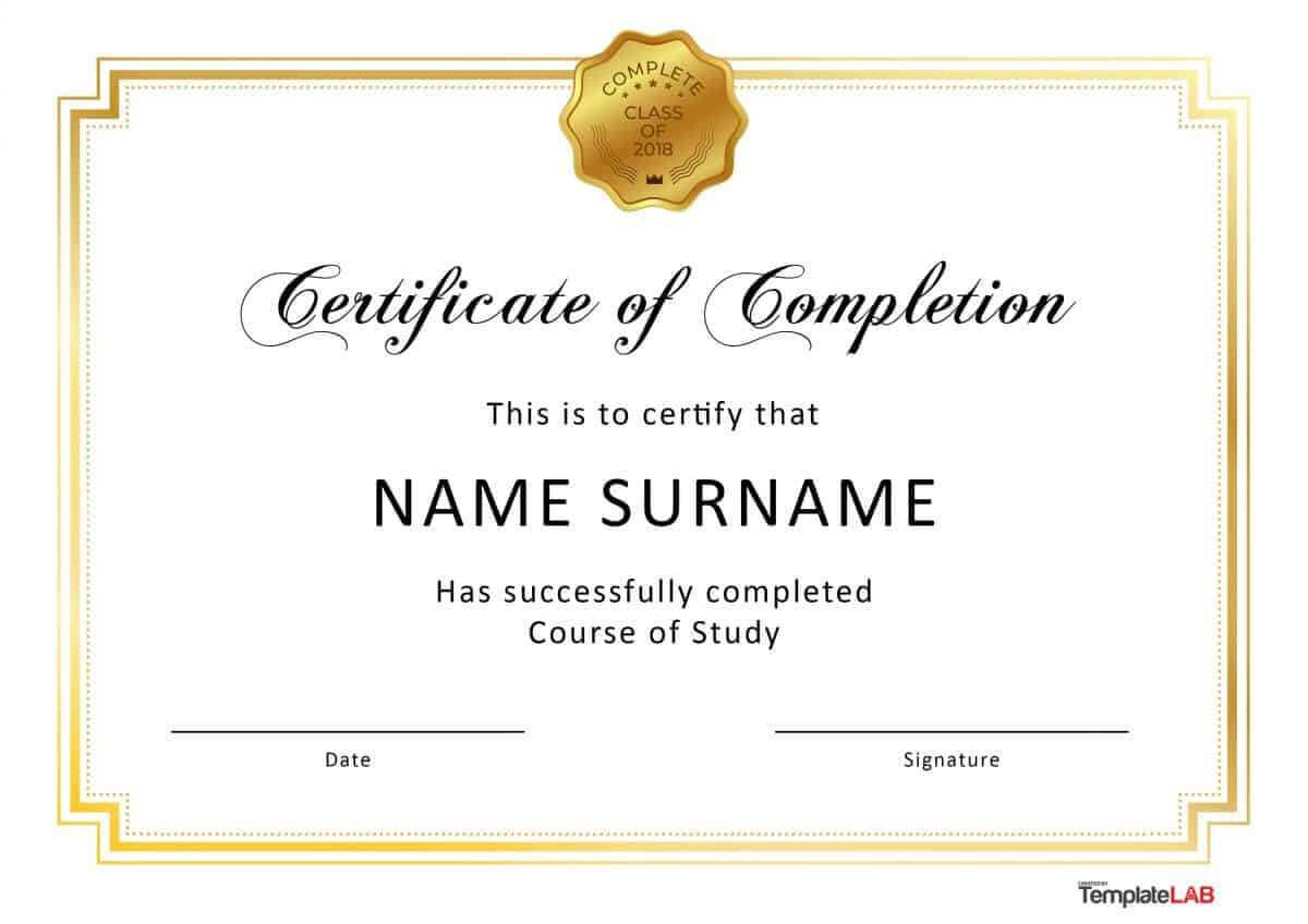 40 Fantastic Certificate Of Completion Templates [Word With Regard To Blank Certificate Of Achievement Template