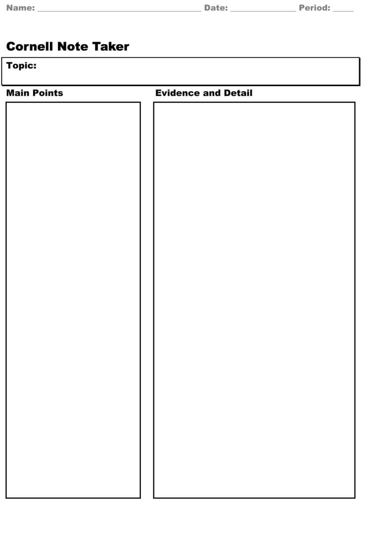 40 Free Cornell Note Templates (With Cornell Note Taking Intended For Cornell Note Template Word