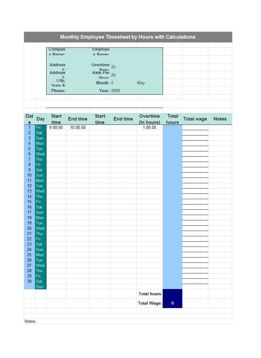 40 Free Timesheet Templates [In Excel] ᐅ Template Lab With Sample Job Cards Templates