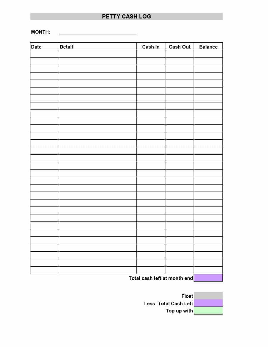 40 Petty Cash Log Templates & Forms [Excel, Pdf, Word] ᐅ With Regard To Petty Cash Expense Report Template