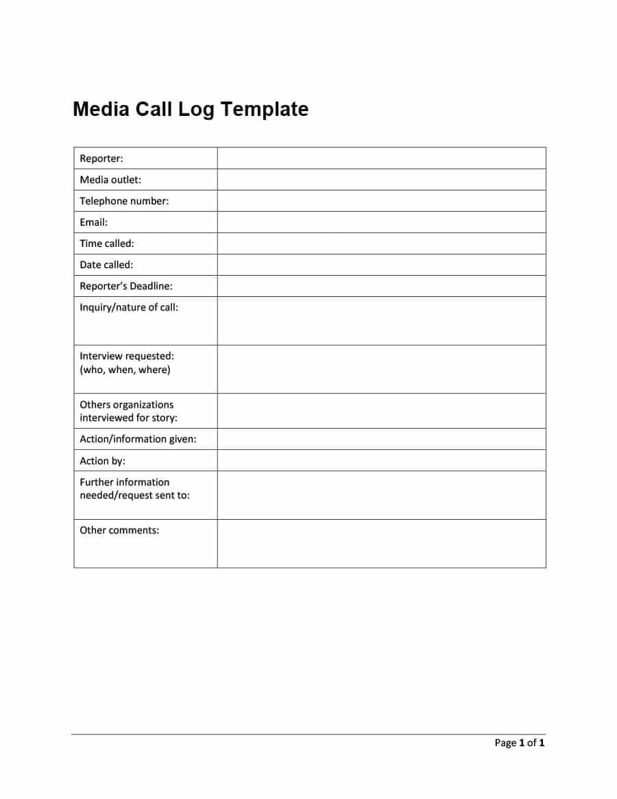 40+ Printable Call Log Templates In Microsoft Word And Excel In Blank Call Sheet Template