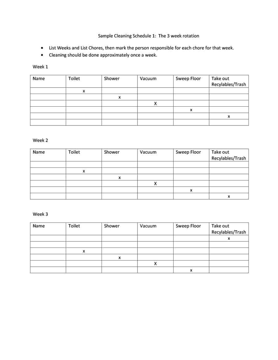 40 Printable House Cleaning Checklist Templates ᐅ Template Lab Pertaining To Blank Cleaning Schedule Template