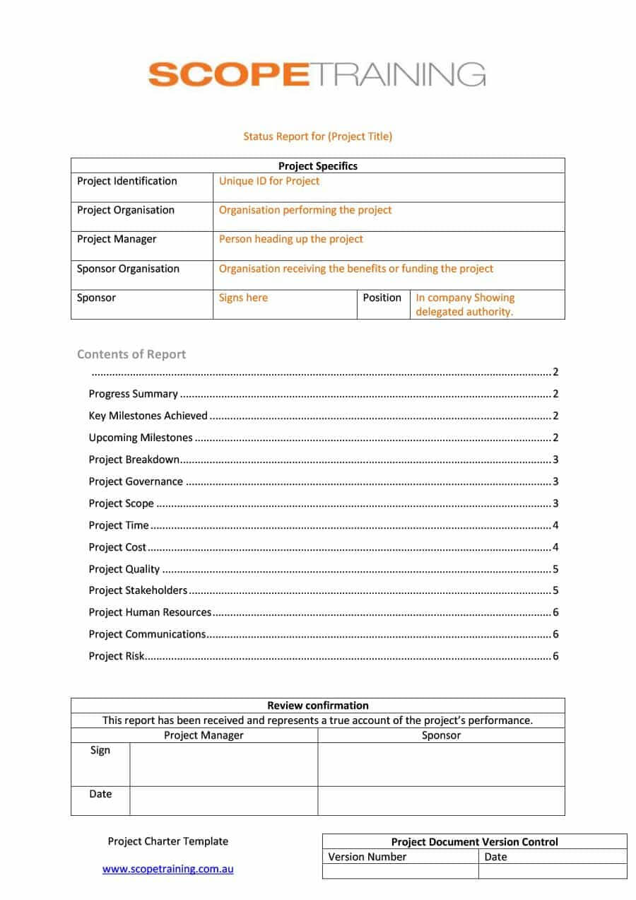 40+ Project Status Report Templates [Word, Excel, Ppt] ᐅ Pertaining To Report Specification Template