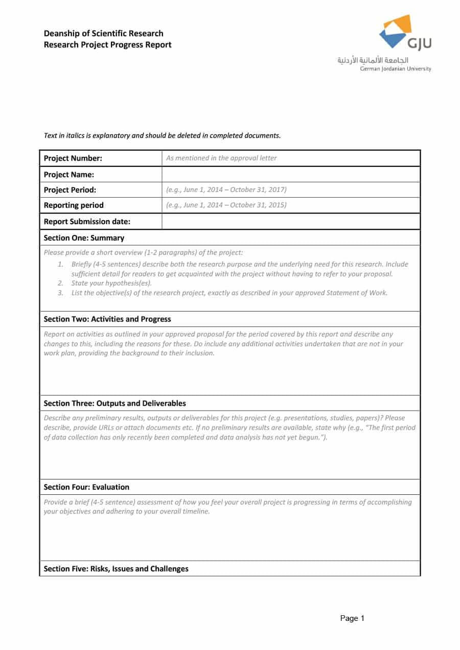 40+ Project Status Report Templates [Word, Excel, Ppt] ᐅ Regarding Research Project Report Template