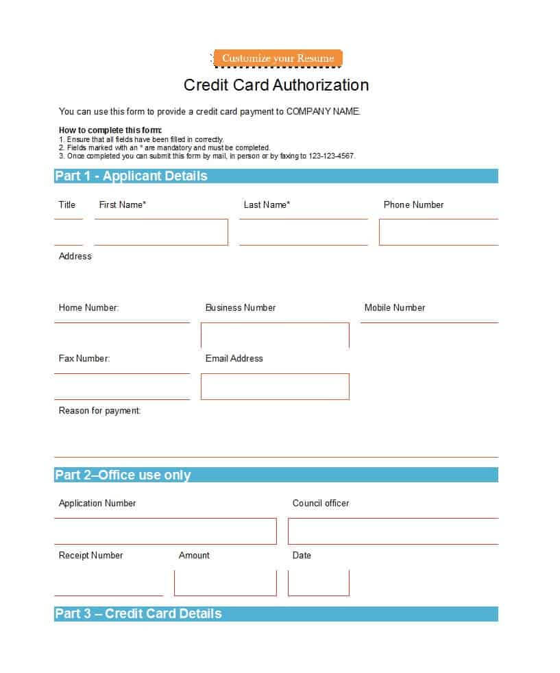 41 Credit Card Authorization Forms Templates {Ready To Use} With Regard To Authorization To Charge Credit Card Template