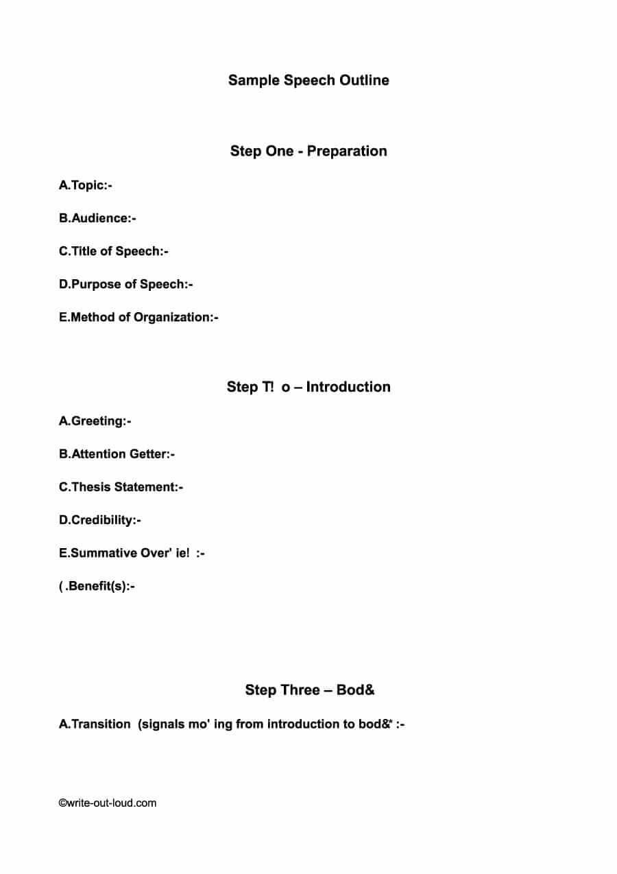 43 Informative Speech Outline Templates & Examples | Speech Throughout Speech Outline Template Word