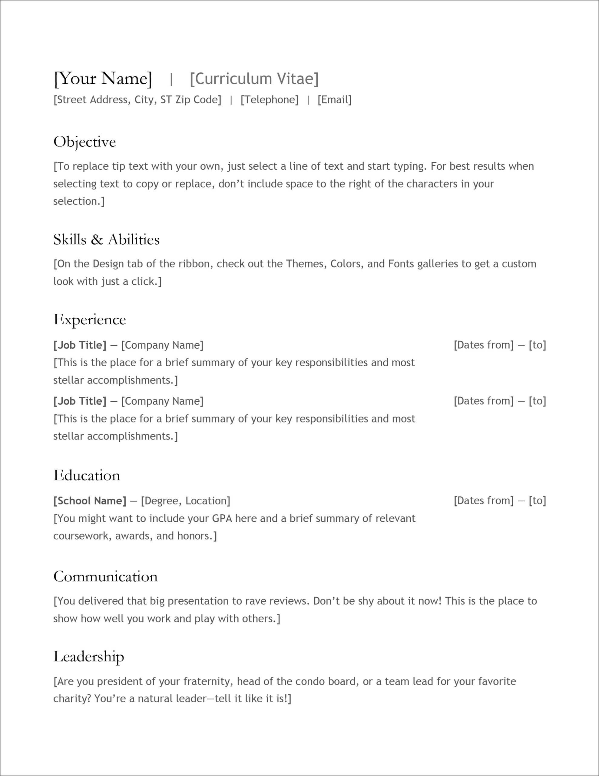 45 Free Modern Resume / Cv Templates – Minimalist, Simple Regarding Word 2010 Template Location