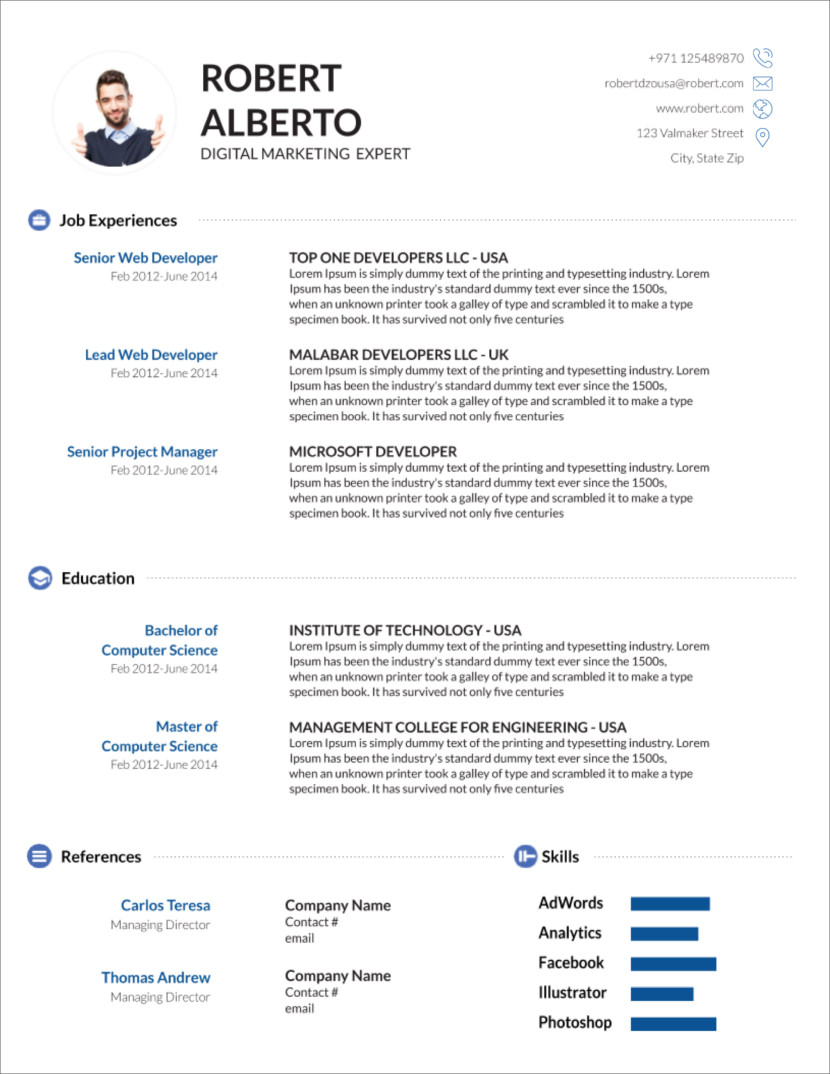 45 Free Modern Resume / Cv Templates – Minimalist, Simple Within How To Make A Cv Template On Microsoft Word