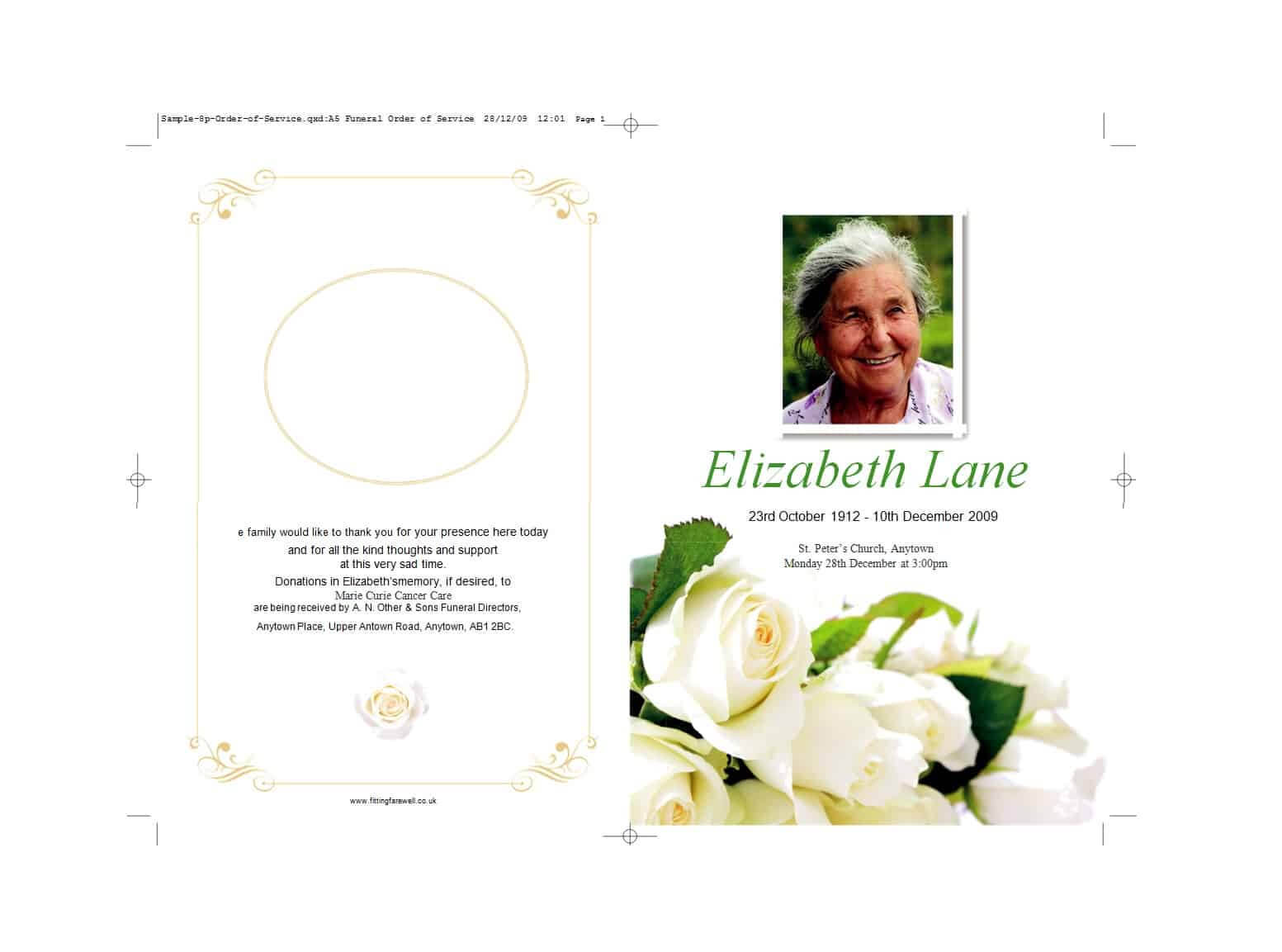 47 Free Funeral Program Templates (In Word Format) ᐅ Inside Memorial Brochure Template