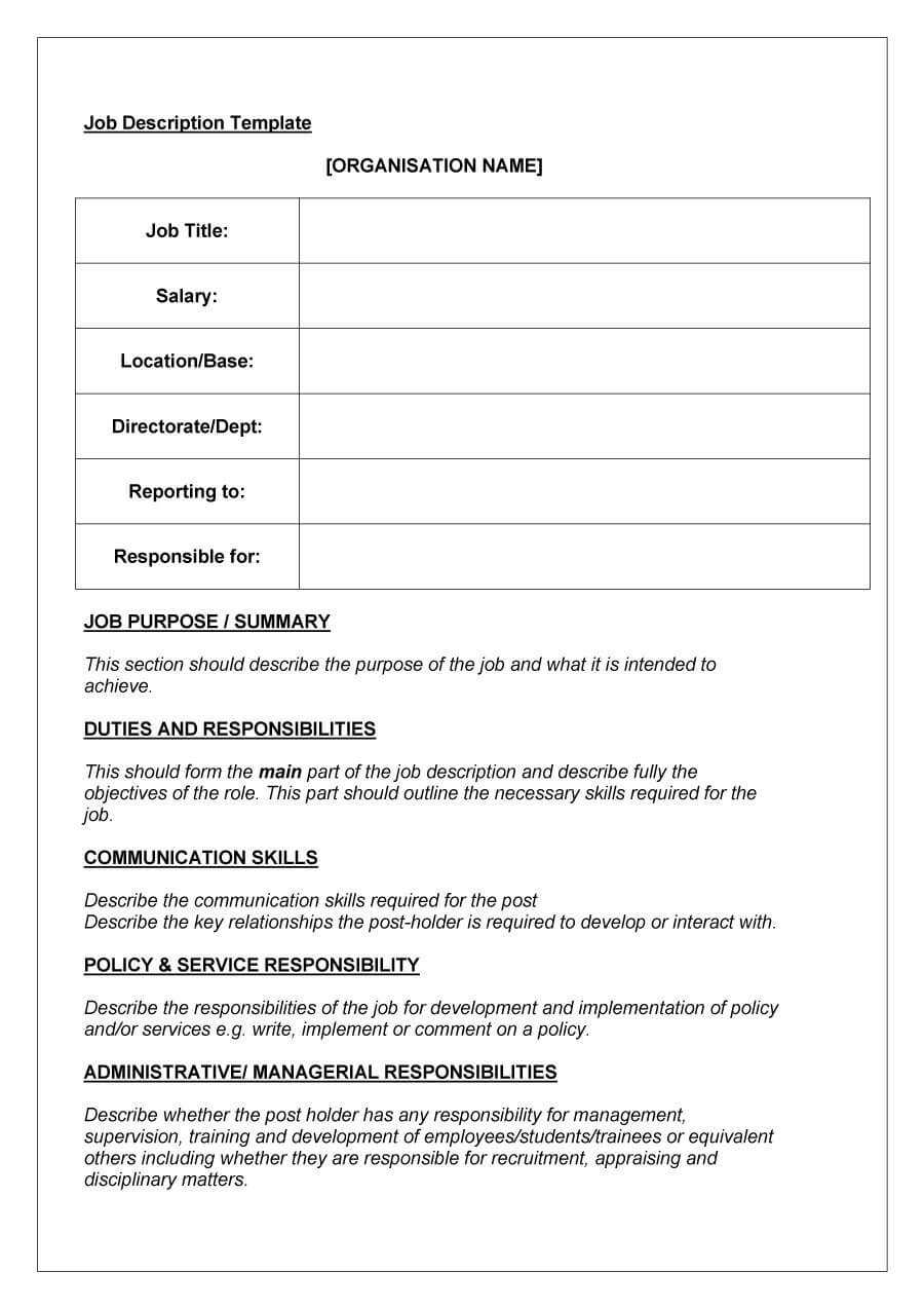 47 Job Description Templates & Examples ᐅ Template Lab Intended For Job Descriptions Template Word