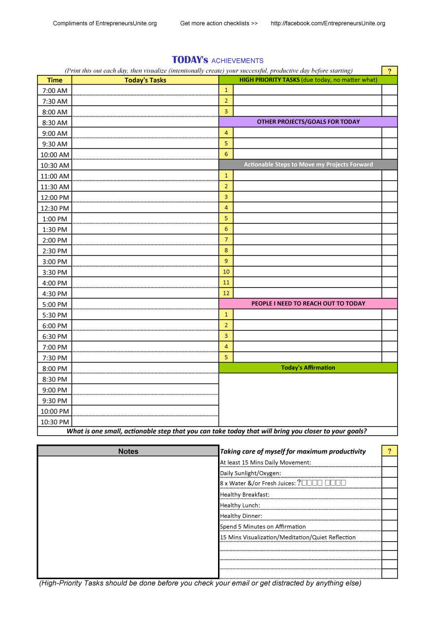 47 Printable Daily Planner Templates (Free In Word/excel/pdf) Within Printable Blank Daily Schedule Template